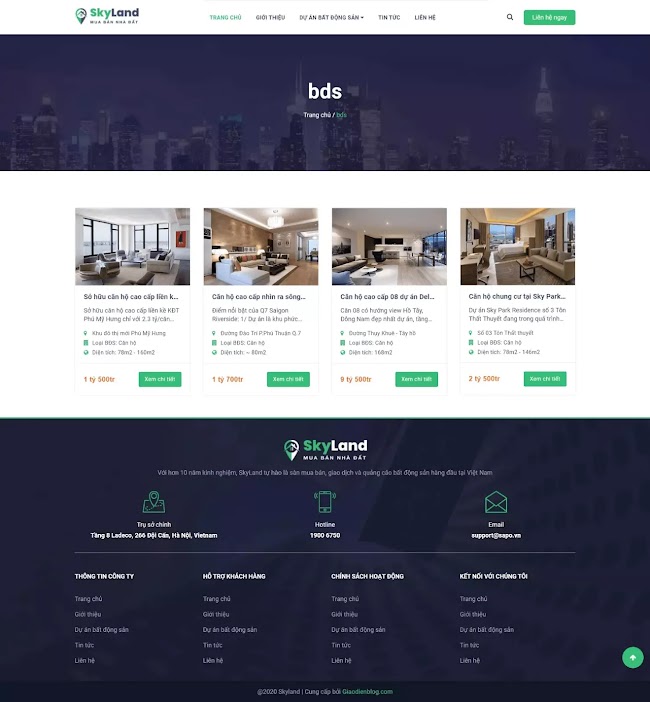 Template blogspot bất động sản Sky Land